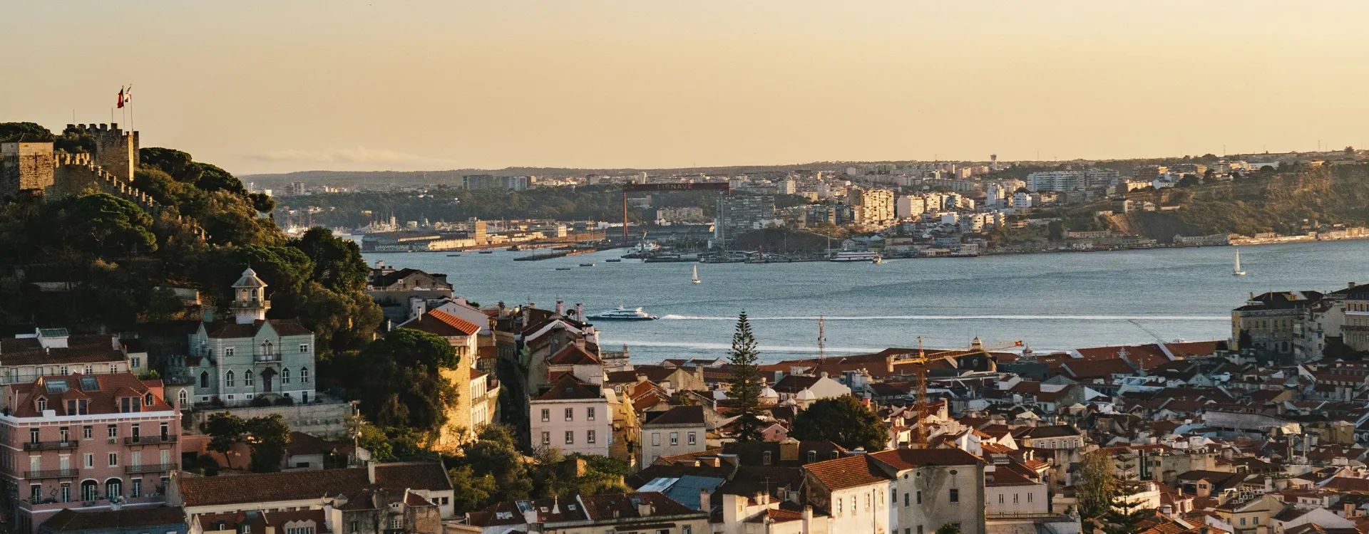 Landscape image over Lisbon Portugal