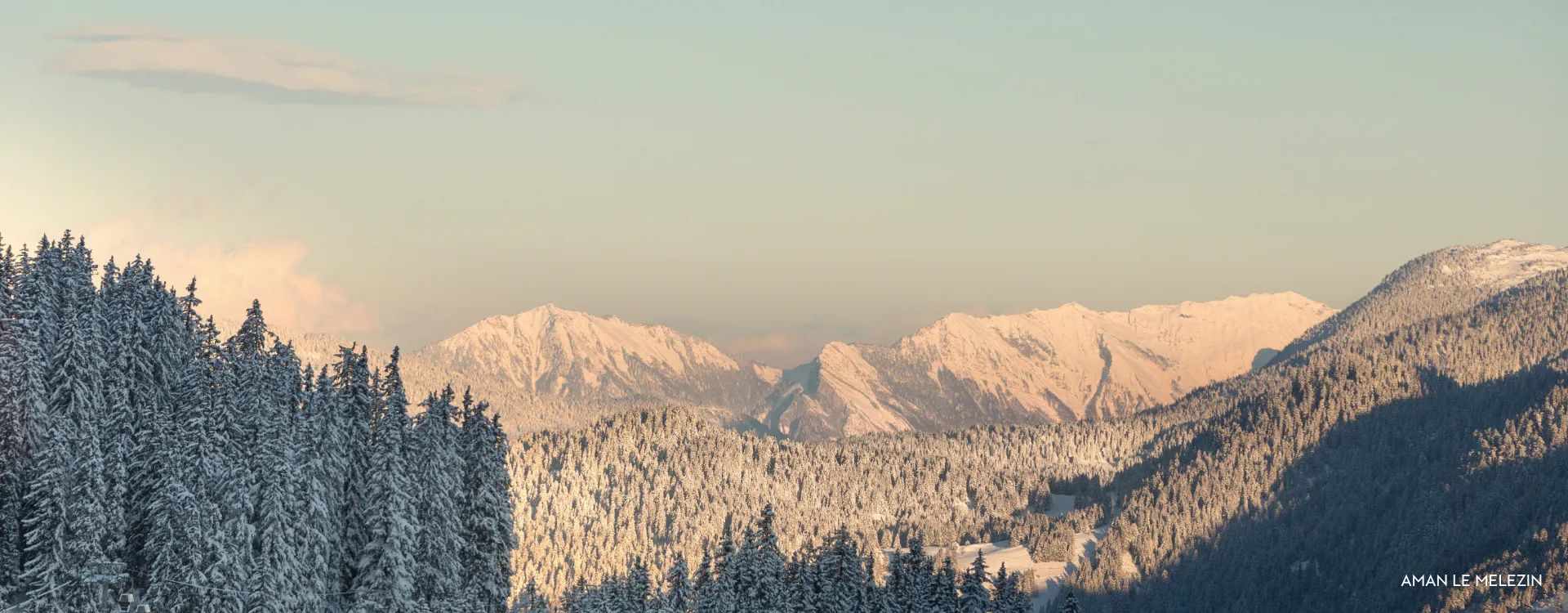 Snowy mountains in Courchevel France