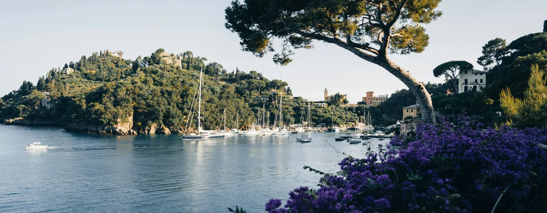 Rollings hills of the Italian Riviera meeting the ocean