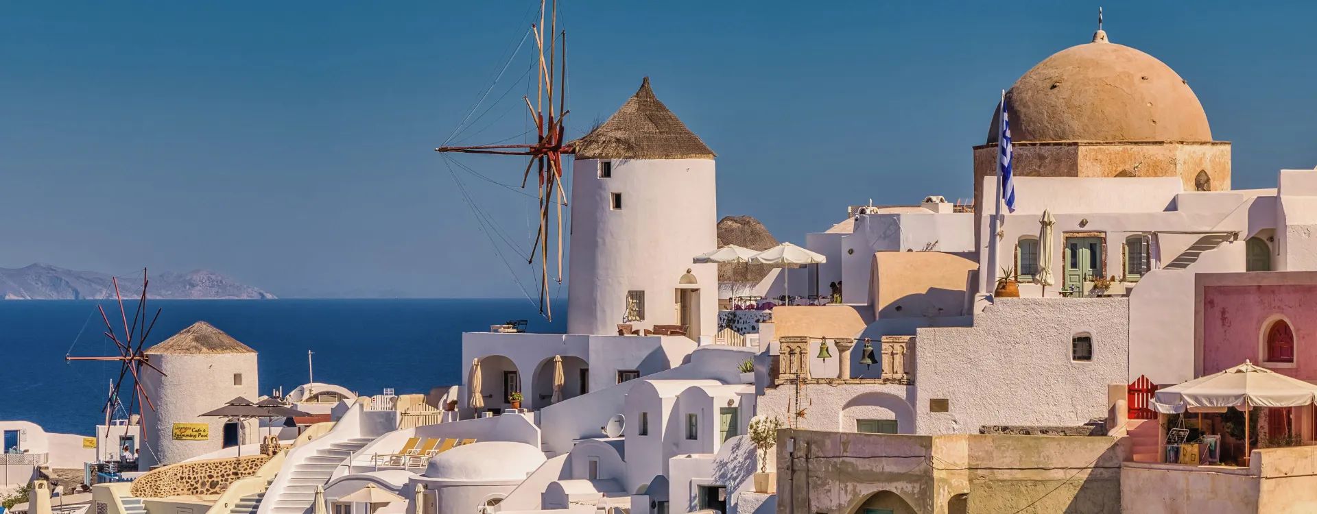 Classical Grecian white architecture on a Greek Island
