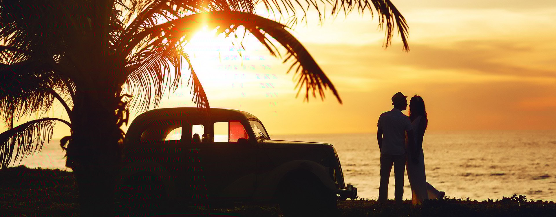 Wedding sunny couple in Cuba near the sea