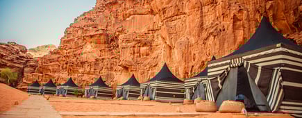 Camping along the rocks in Petra, Wadi Rum. Jordan