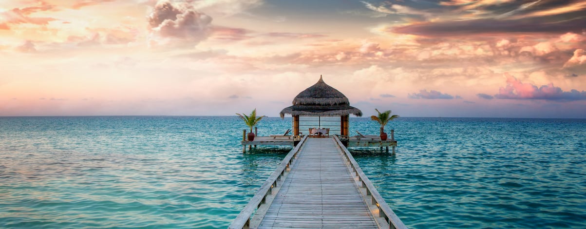 Idyllic arbor on water, Maldive Islands