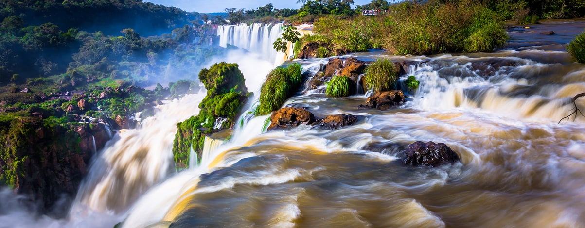 Landscape of the Iguazu Waterfalls, Wonder of the world, at Puerto Iguazu, Argentina