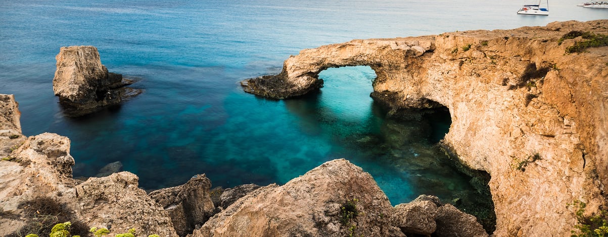 Beautiful natural rock arch of Ayia Napa on Cyprus island