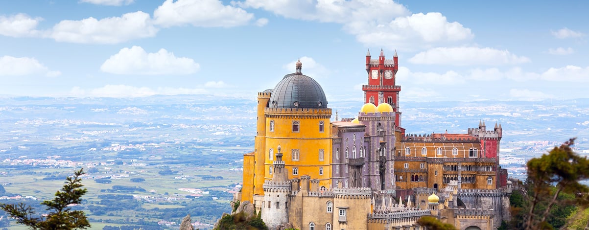 Aerial view of Palace da Pena - Sintra, Lisboa, Portugal
