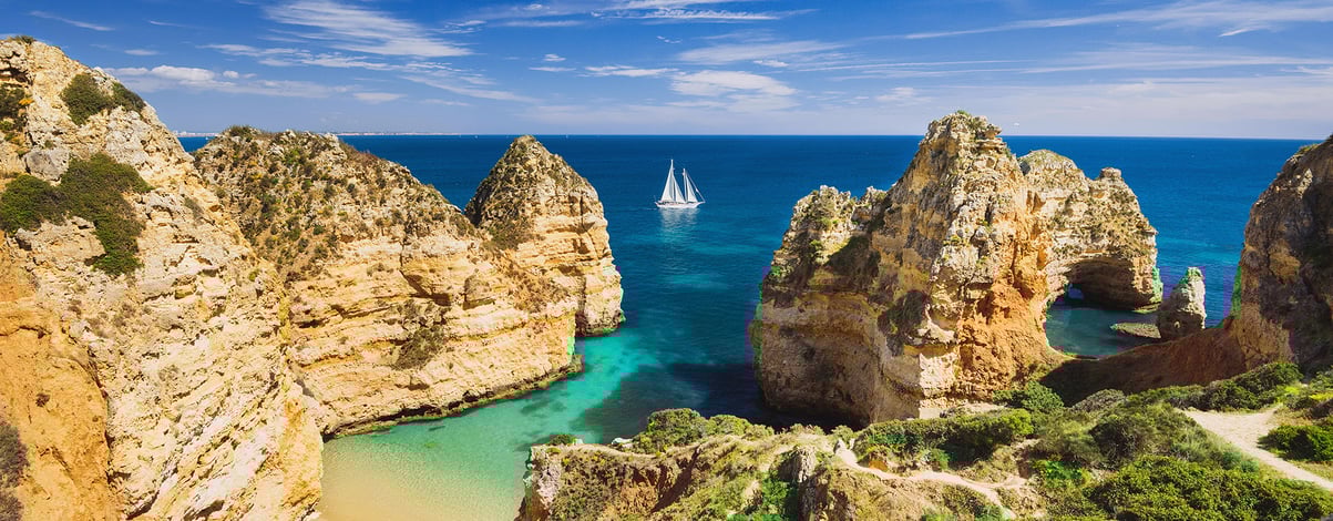 Beautiful bay near Lagos town, Algarve region, Portugal