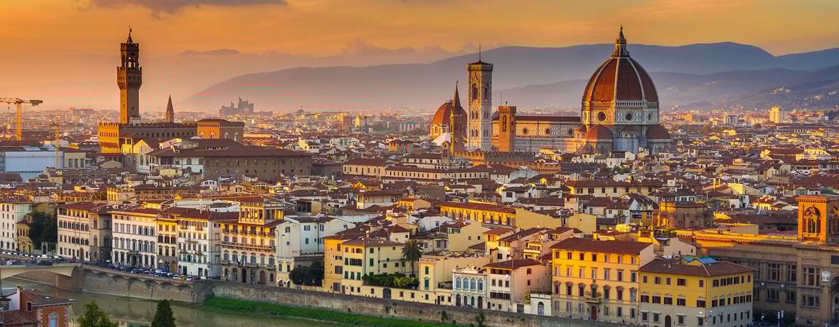 Sunset view of Florence and Duomo. Italy