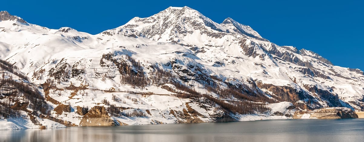 Lake Chevril in Espace Killy mountains between Tignes and Val d'Isere