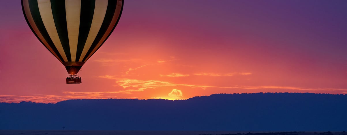 Hot air balloon safari flight in the magnificent setting of the Great Rift Valley in Kenya