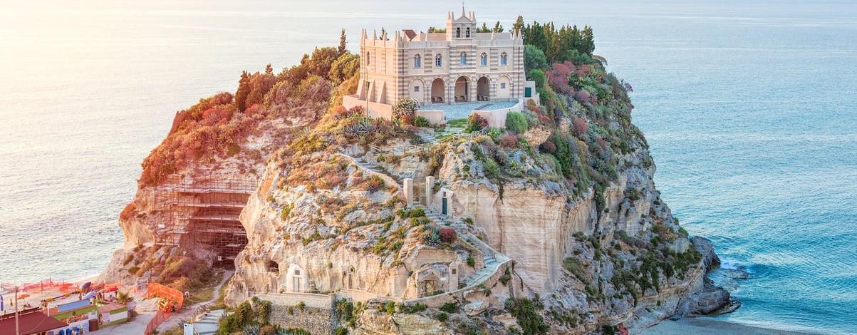 Santa Maria dell'Isola at sunset - Tropea, Calabria, Italy