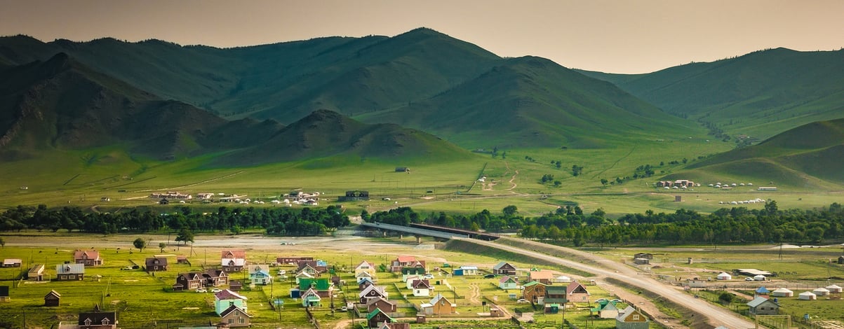 Beautiful Town and mountains Ulaanbaatar, Bordered by China and Russia