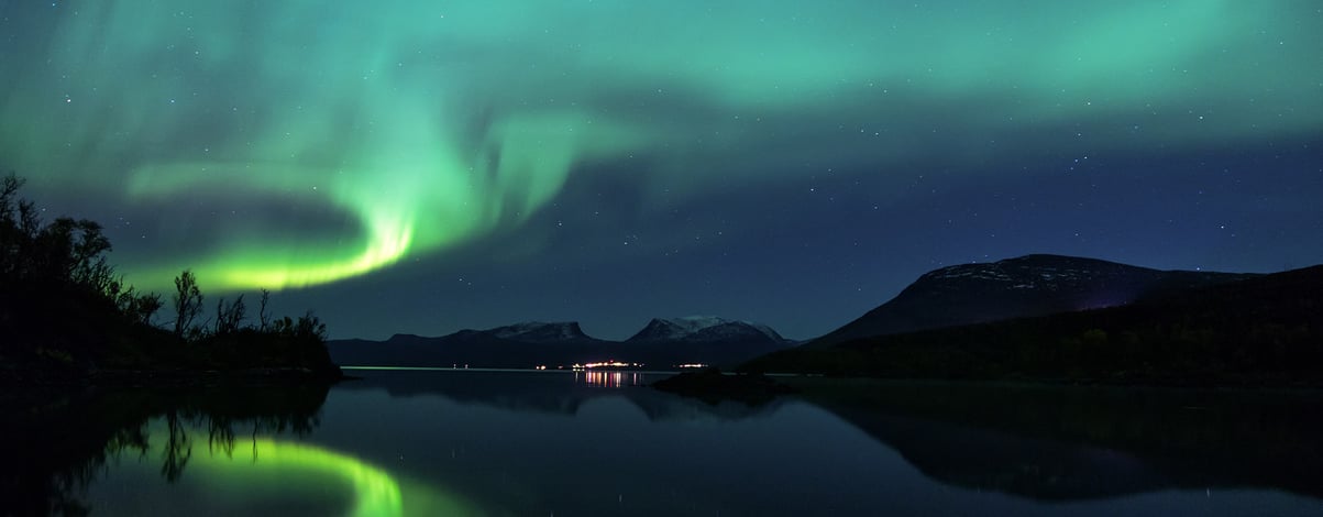 Northern Lights over Abisko National Park in Swedish Lapland. One of the best place to see the Aurora Borealis