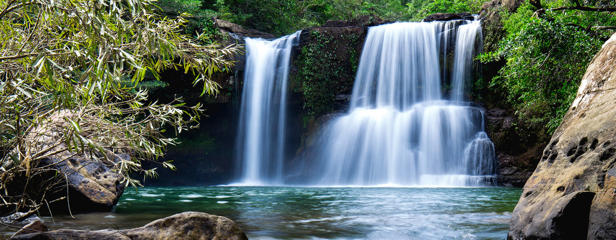 Beautiful waterfall, Klong Chao waterfall, Koh Kood, Trat, Thailand