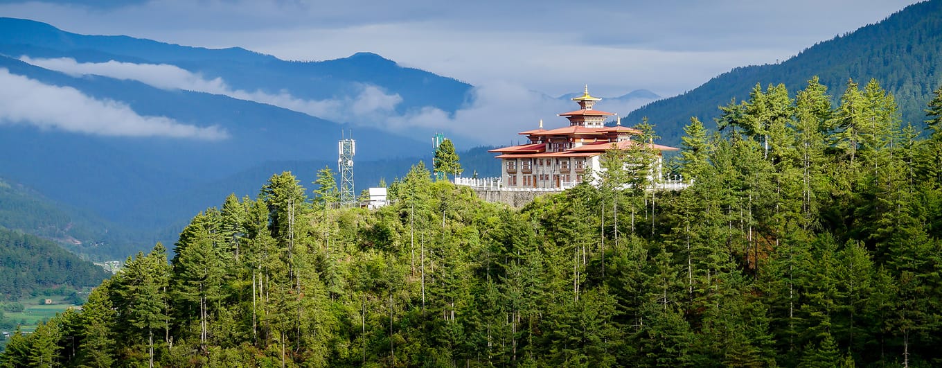 Scenic Bumthang Bhutan. A typical architectural structure of Bhutan.