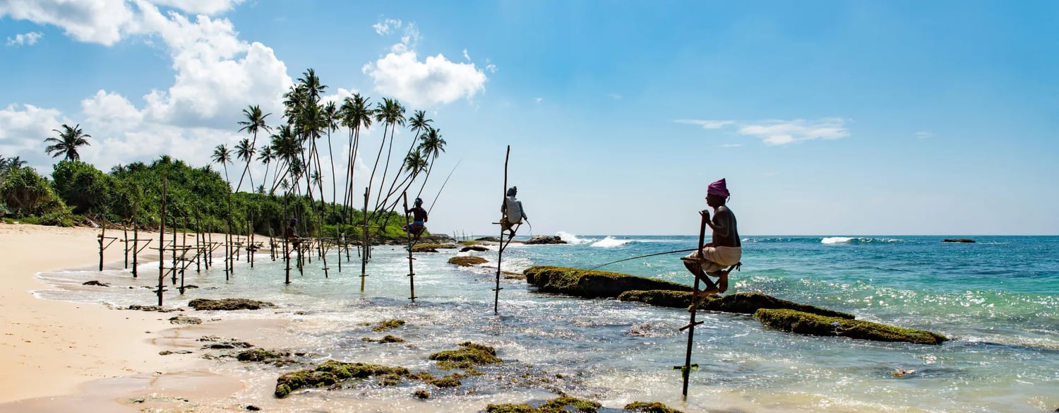 Fishermen on stilts in Sri Lanka