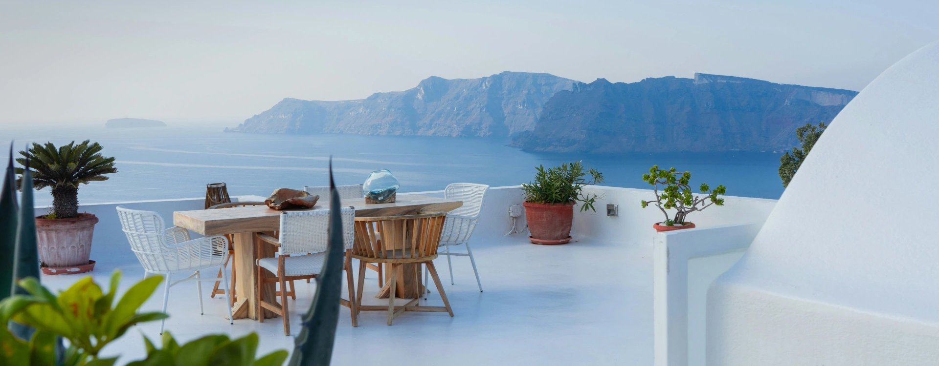 View from a terrace in Santorini, Greece