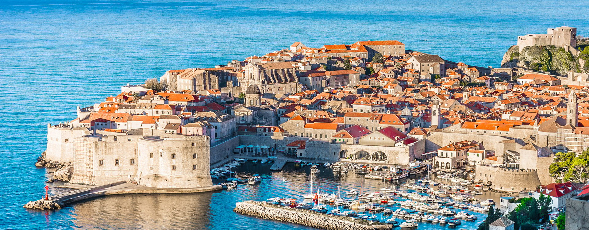 Aerial townscape of Dubrovnik city in Croatia