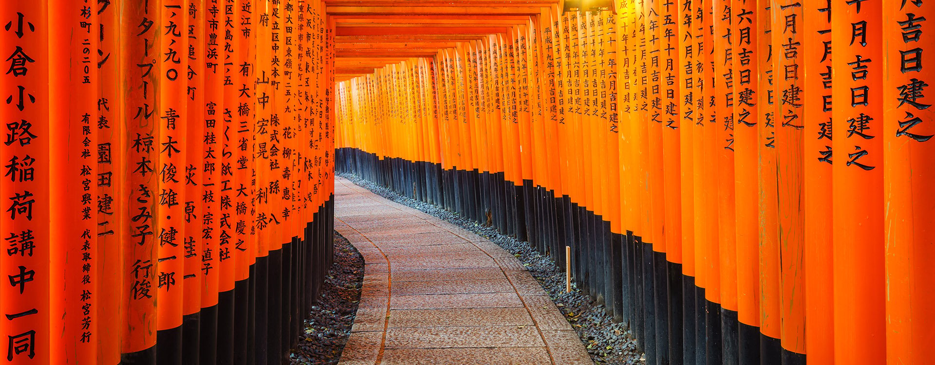 Red Torii gates in Fushimi Inari Shrine, Kyoto, Japan