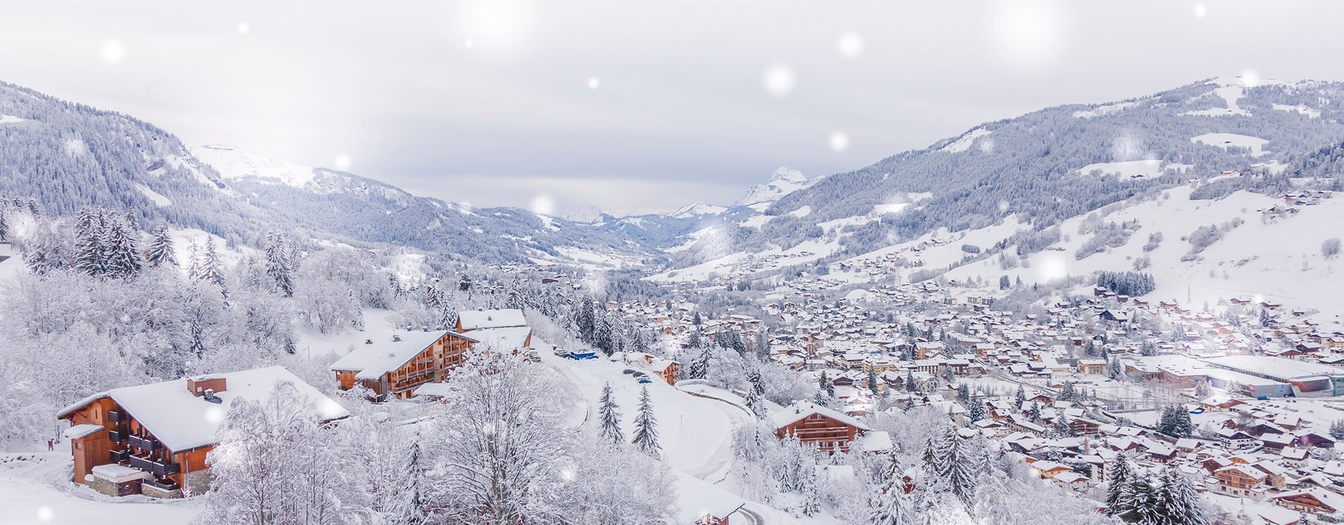 Snow in Megève French alps ski resort