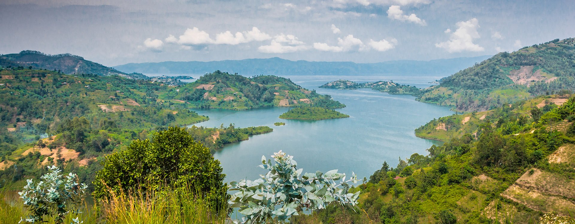 Panoramic top view of Lake Kivu,  Rwanda