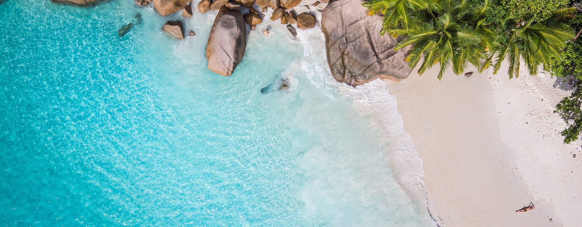 Seychelles famous shark beach - aerial photo