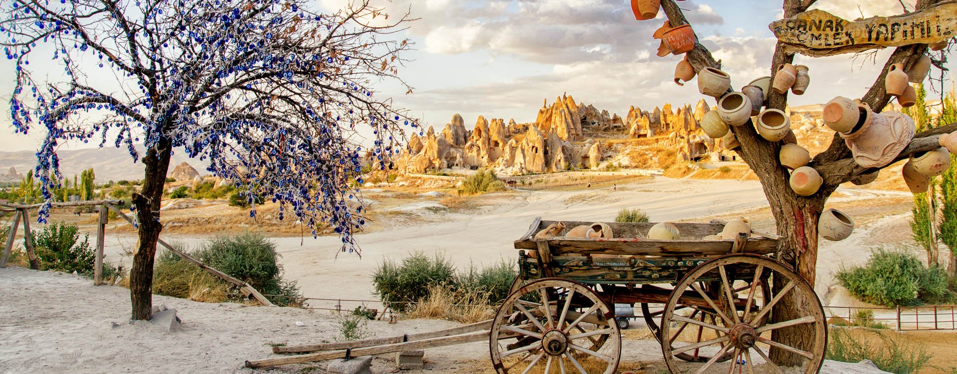Tree Of Wishes with clay pots in Cappadocia.