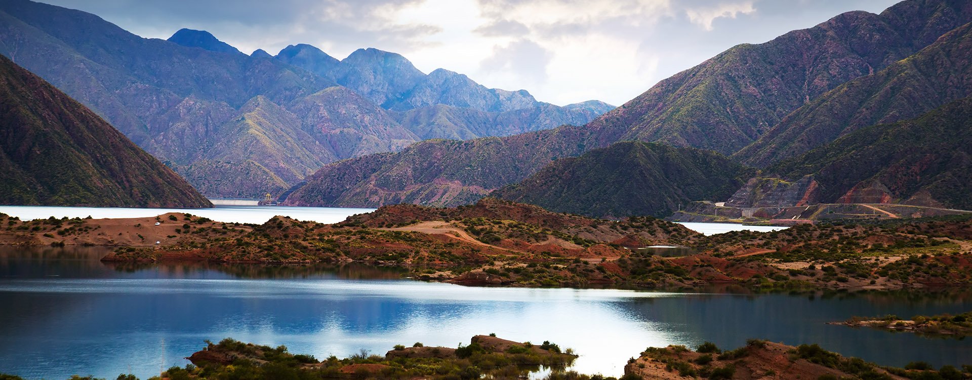 View of lake in district Potrerillos of Mendoza province, Argentina, South America