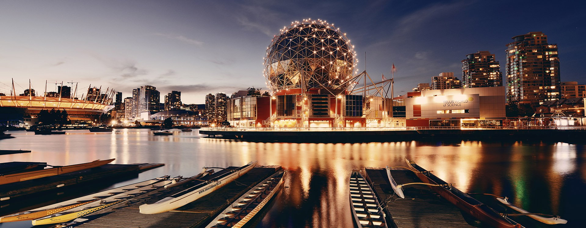 Science World waterfront of False Creek in Vancouver, Canada