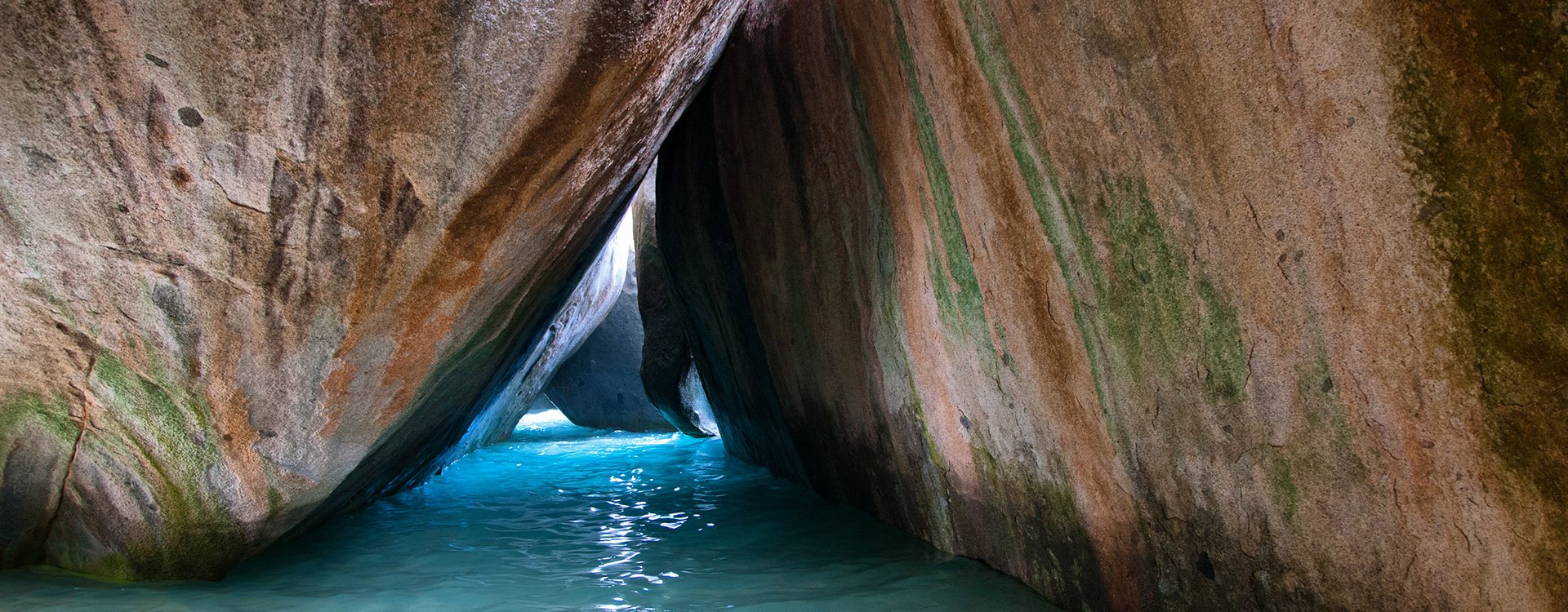 Huge Granite Boulders on Tranquil Turquoise Sea Water in Virgin Gorda Island in Caribbean
