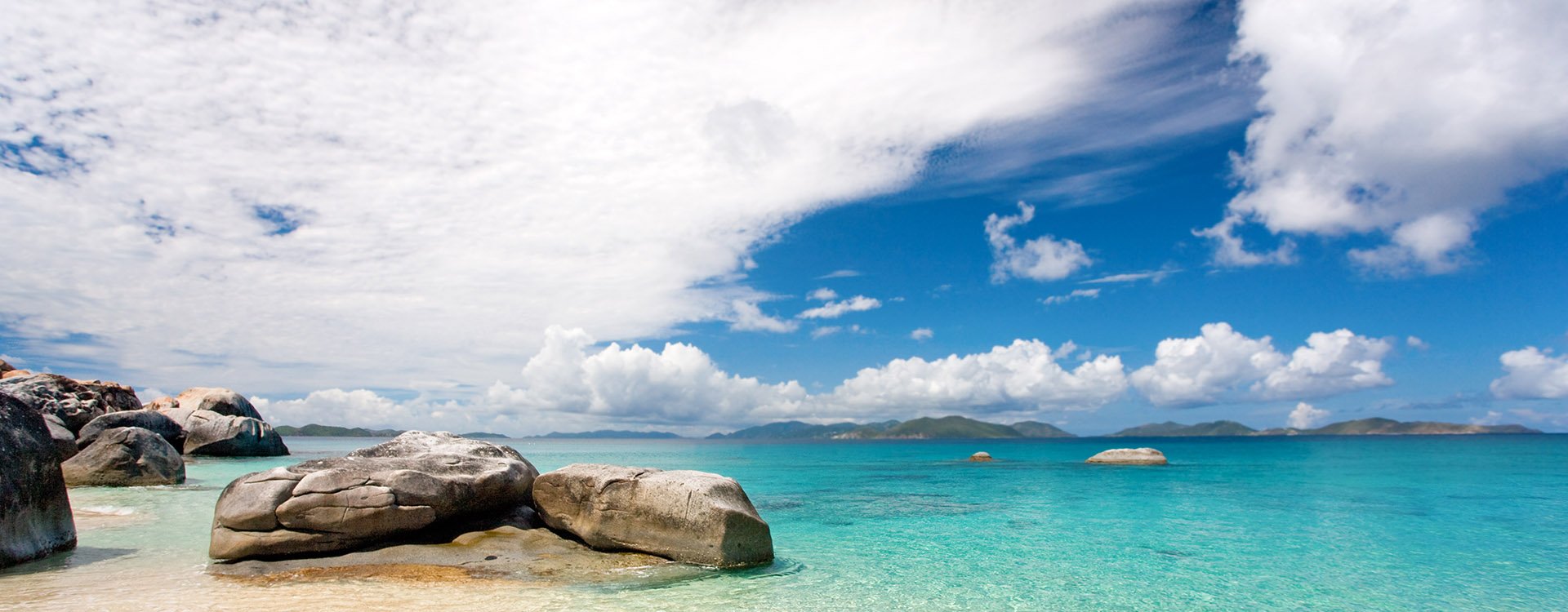 beautiful tropical rocky beach in caribbean waters