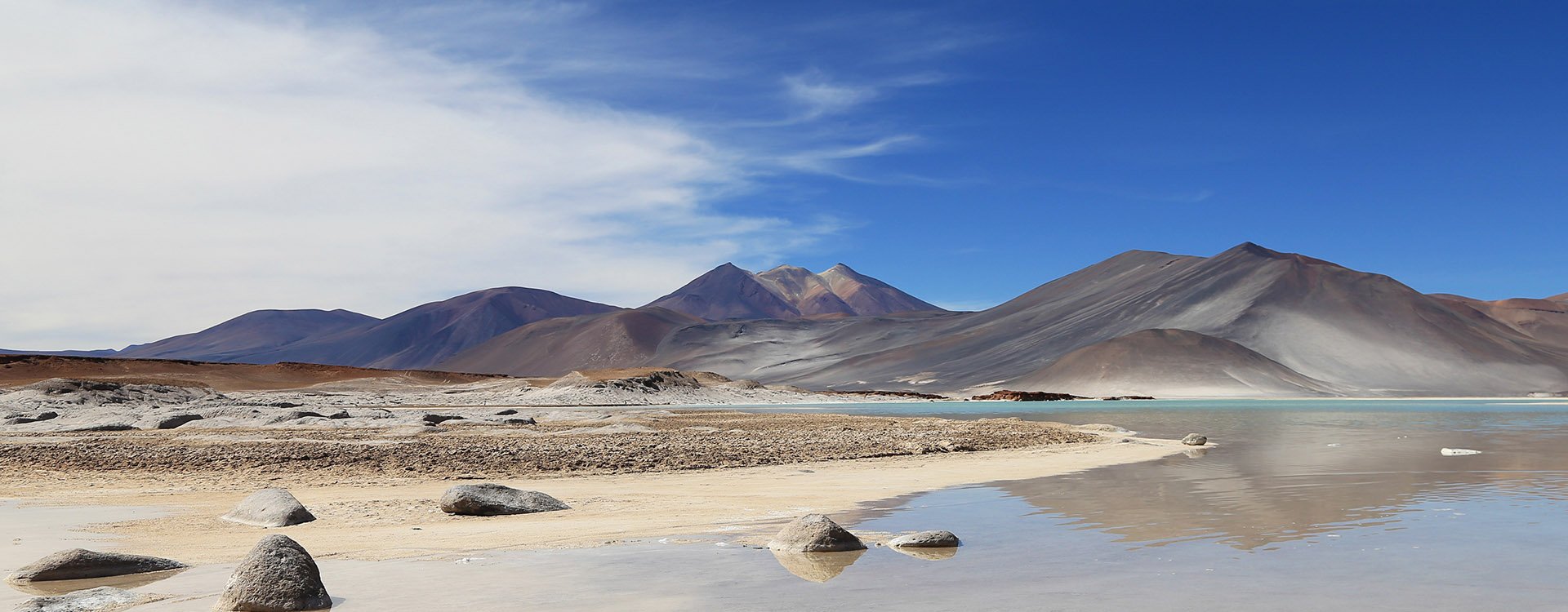 Salt lake in Los Flamencos National Reserve, desert Atacama, Chile