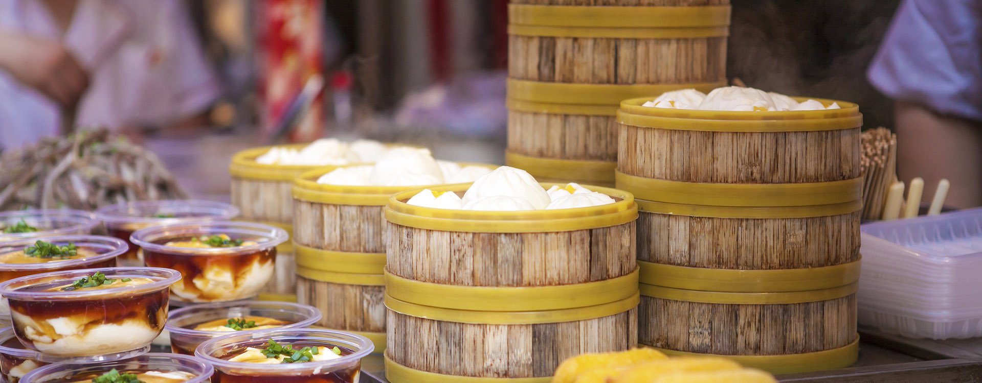 China, Beijing, Wangfujin snack street, chinese street food, steamed dumplings