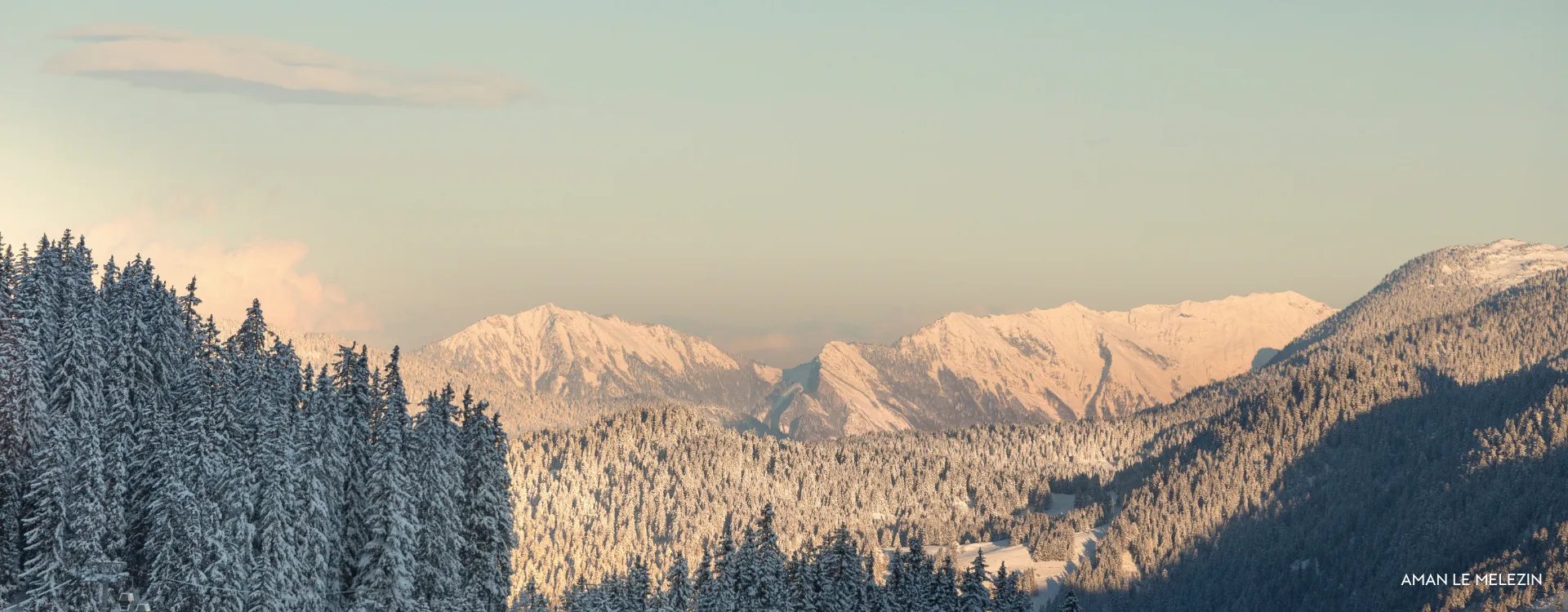 Snowy mountains in Courchevel France