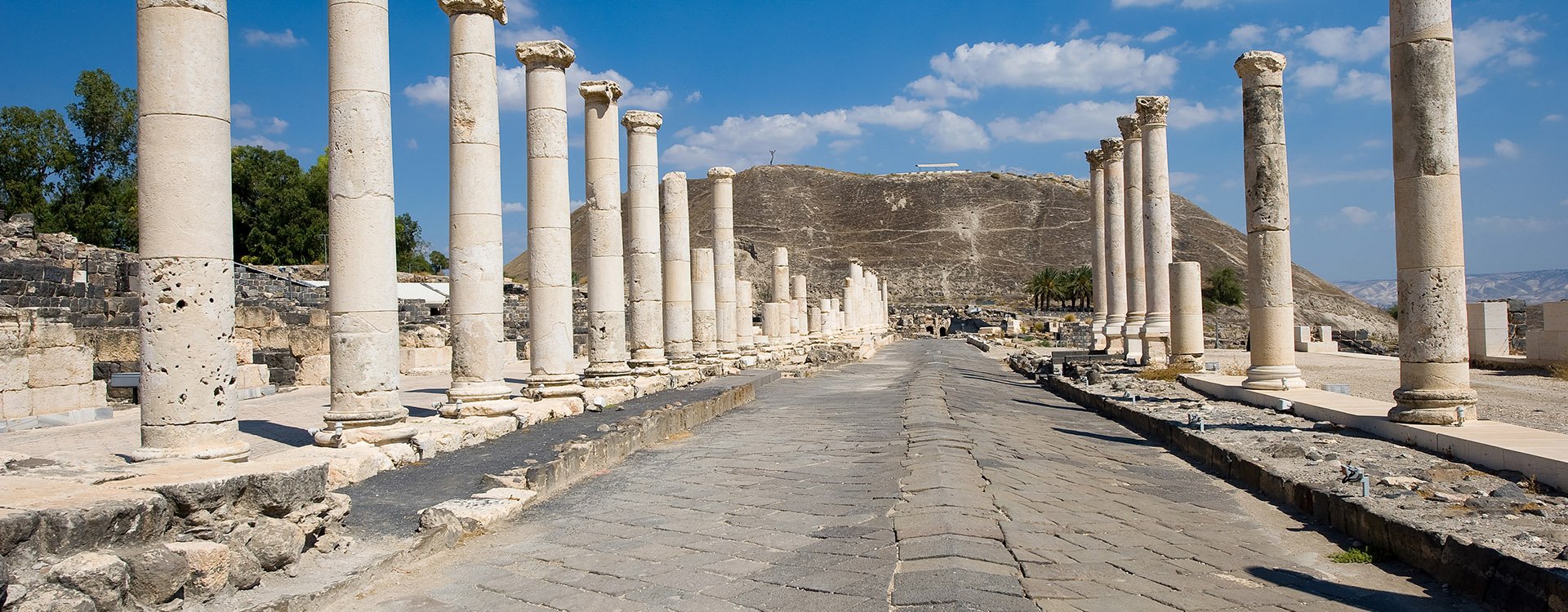 Ruins of the roman period in Beit She'An in Galilee in Israel