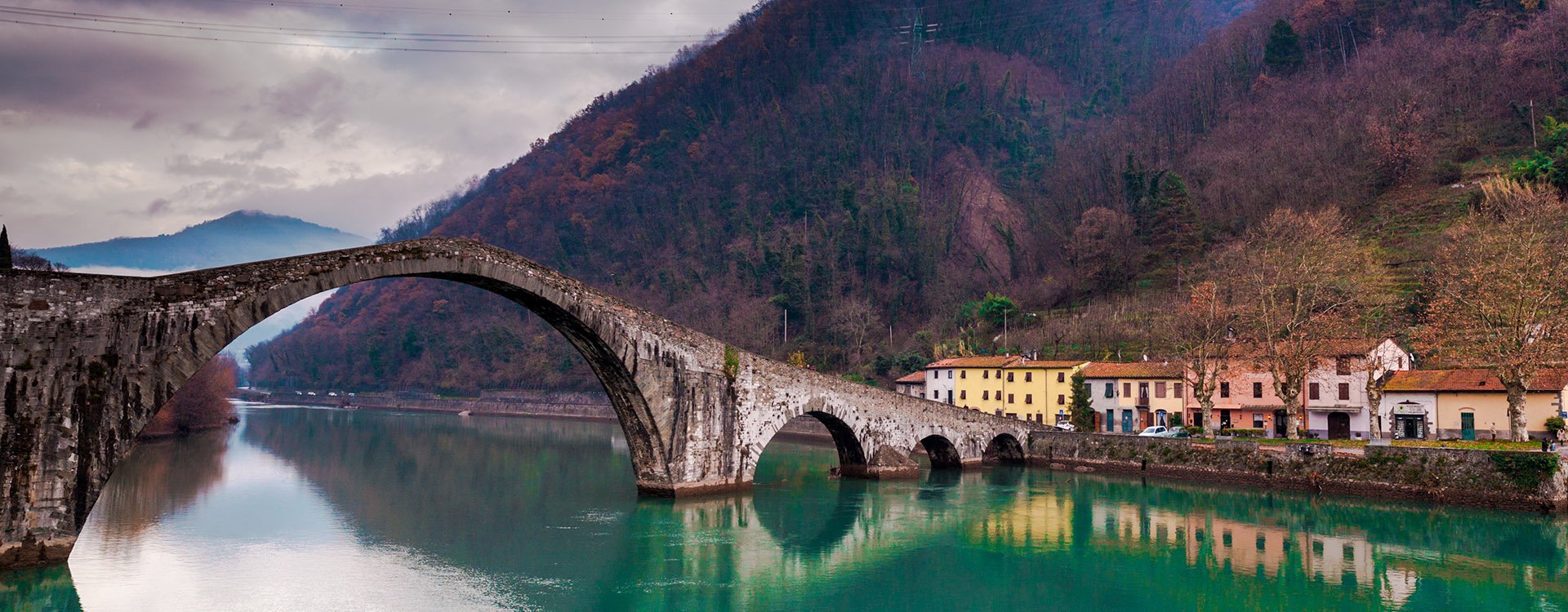 Maddalena Bridge over the Serchio river in Lucca Tuscany italy