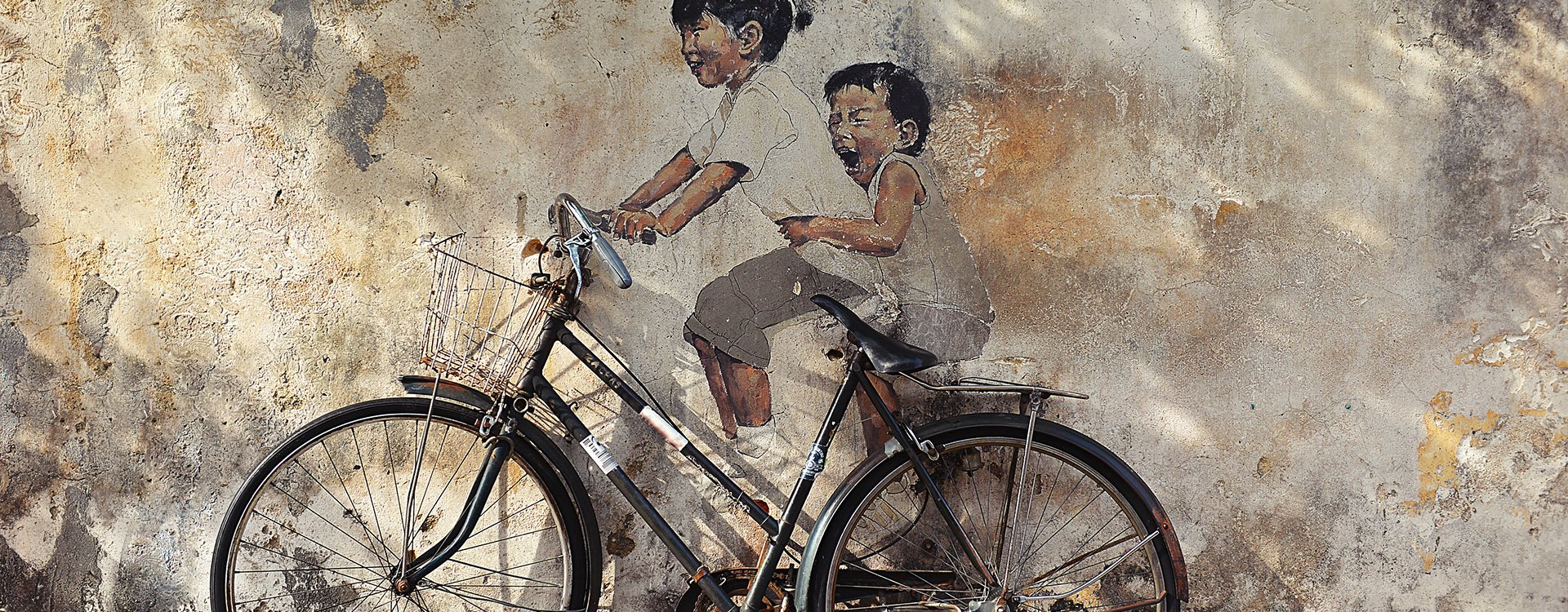 Street Mural entitled 'Little Children on a Bicycle', Penang Malaysia