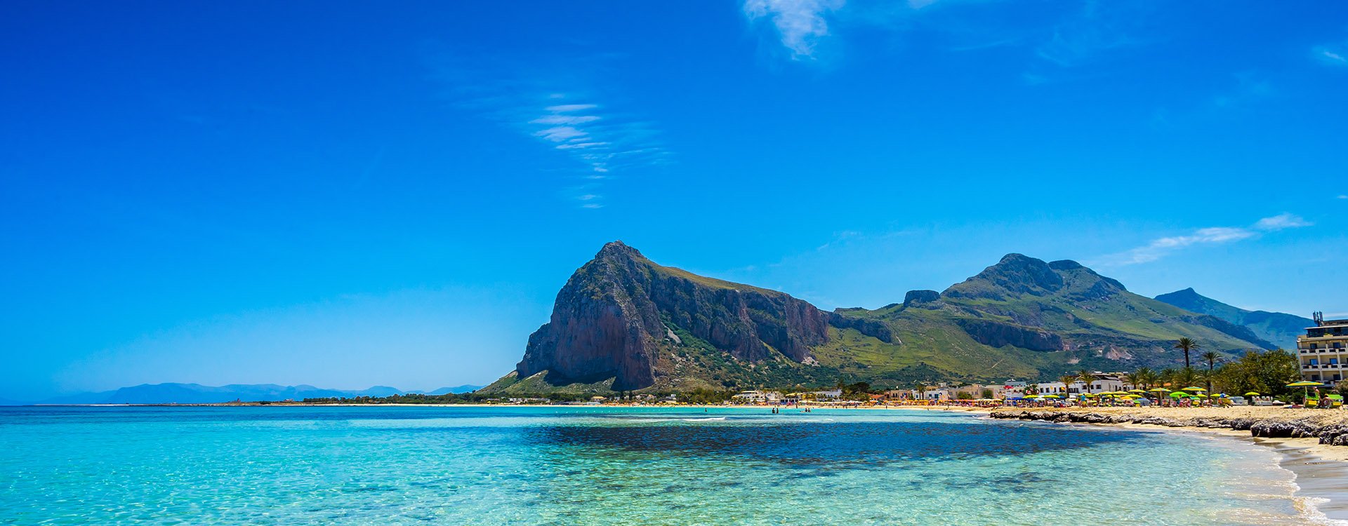 San Vito lo Capo beach and Monte Monaco in background, north-western Sicily