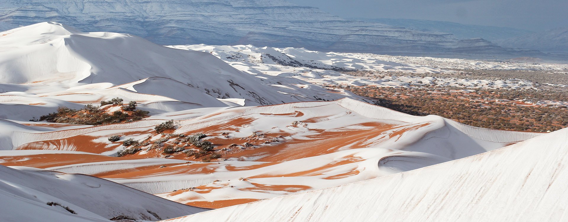Snow falls in the Sahara