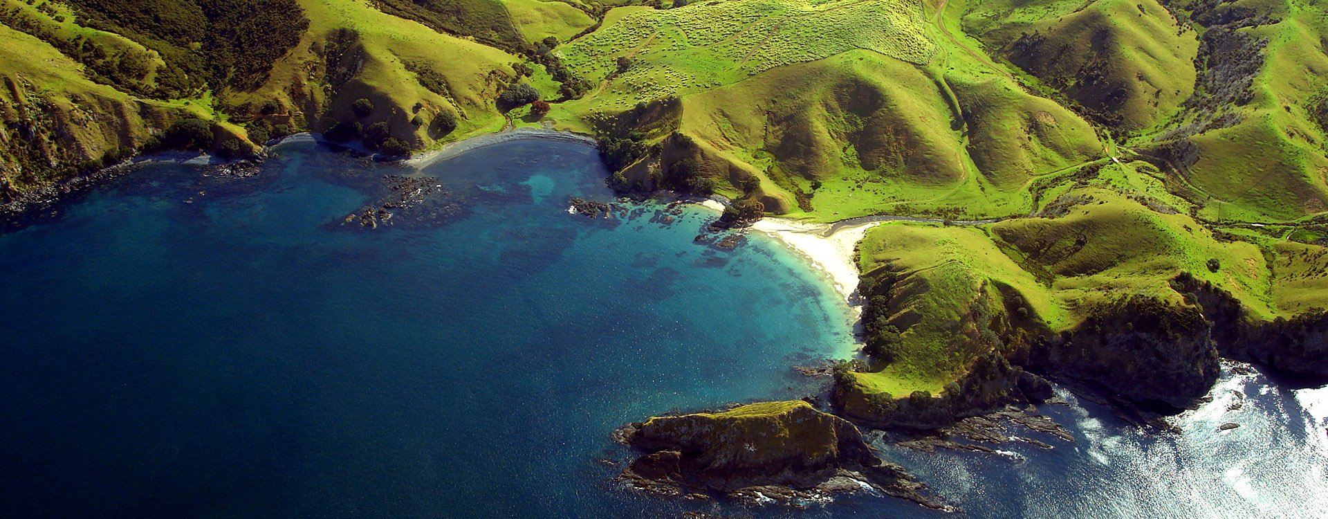 Wrinkled Green Appearance of Hills and Mountains along the coastline of Northland, New Zealand