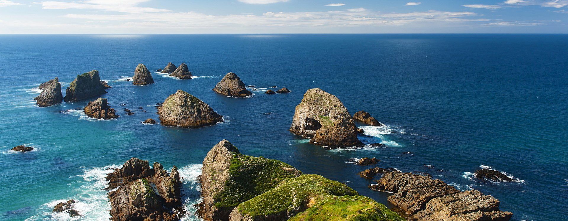 Nugget Point is located in the Catlins area on the Southern Coast of New Zealand, Otago region