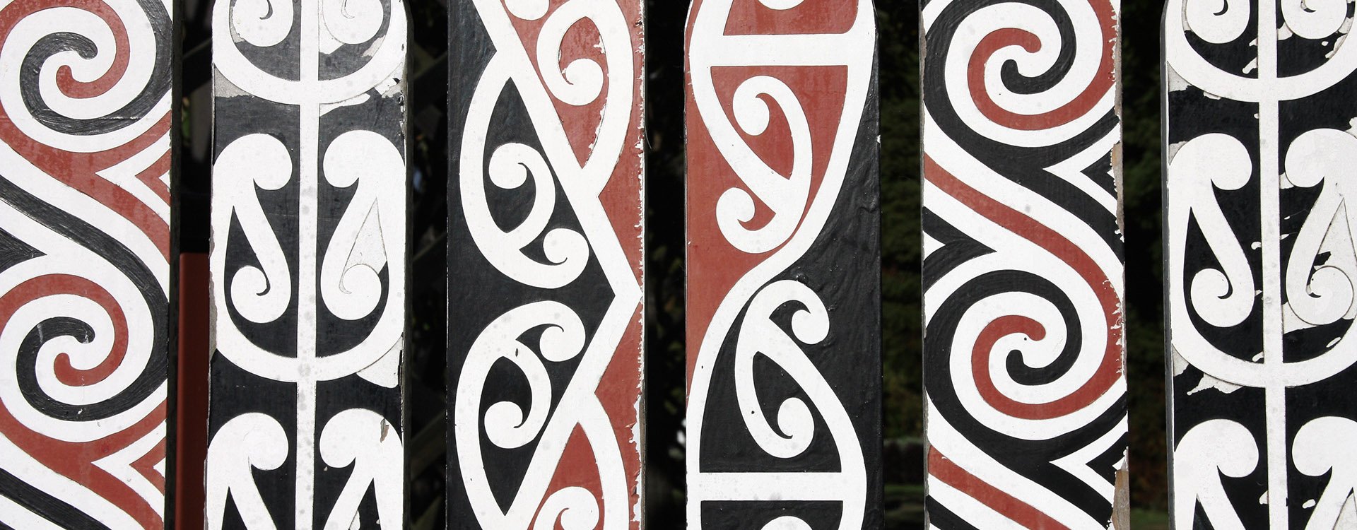 Maori painted decorations in Rotorua, New Zealand