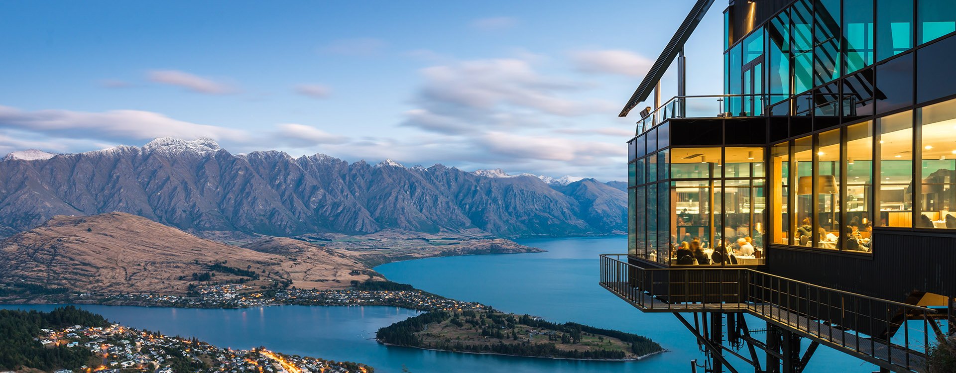 New Zealand mountains and dining concept over looking Queenstown