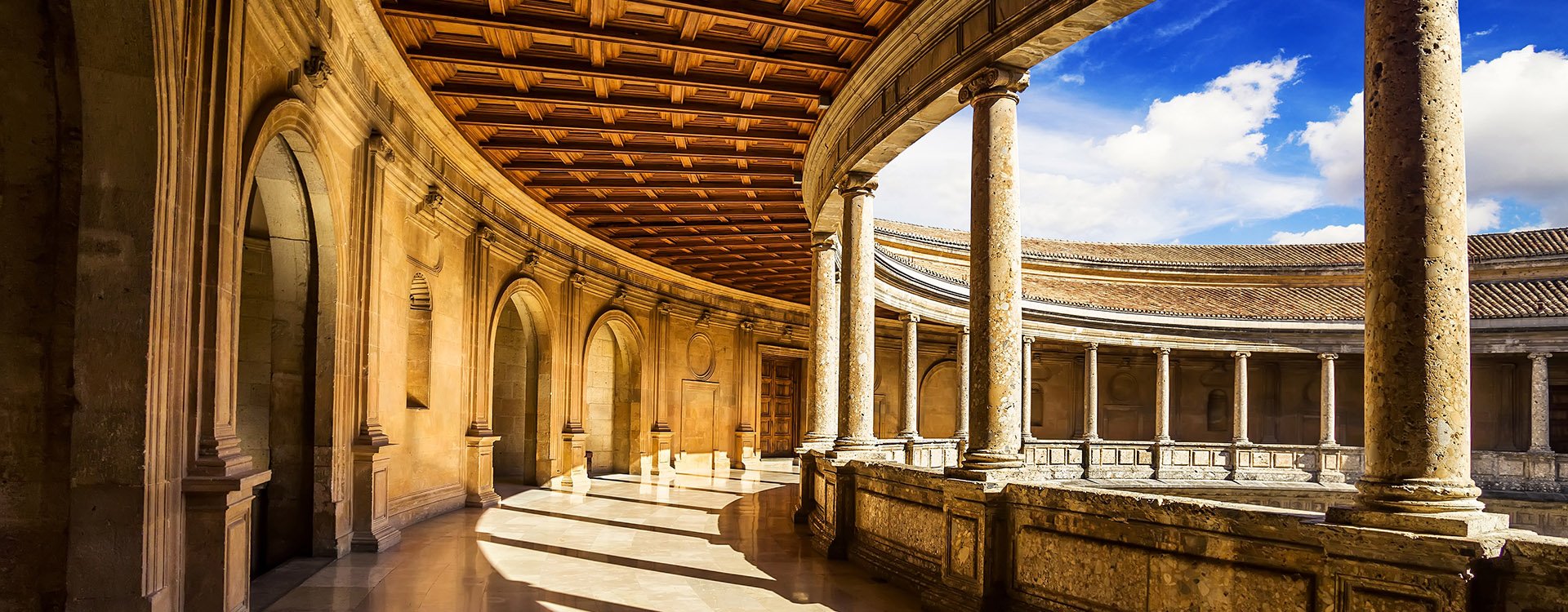Courtyard of the Palacio de Carlos V in La Alhambra, Granada, Spain
