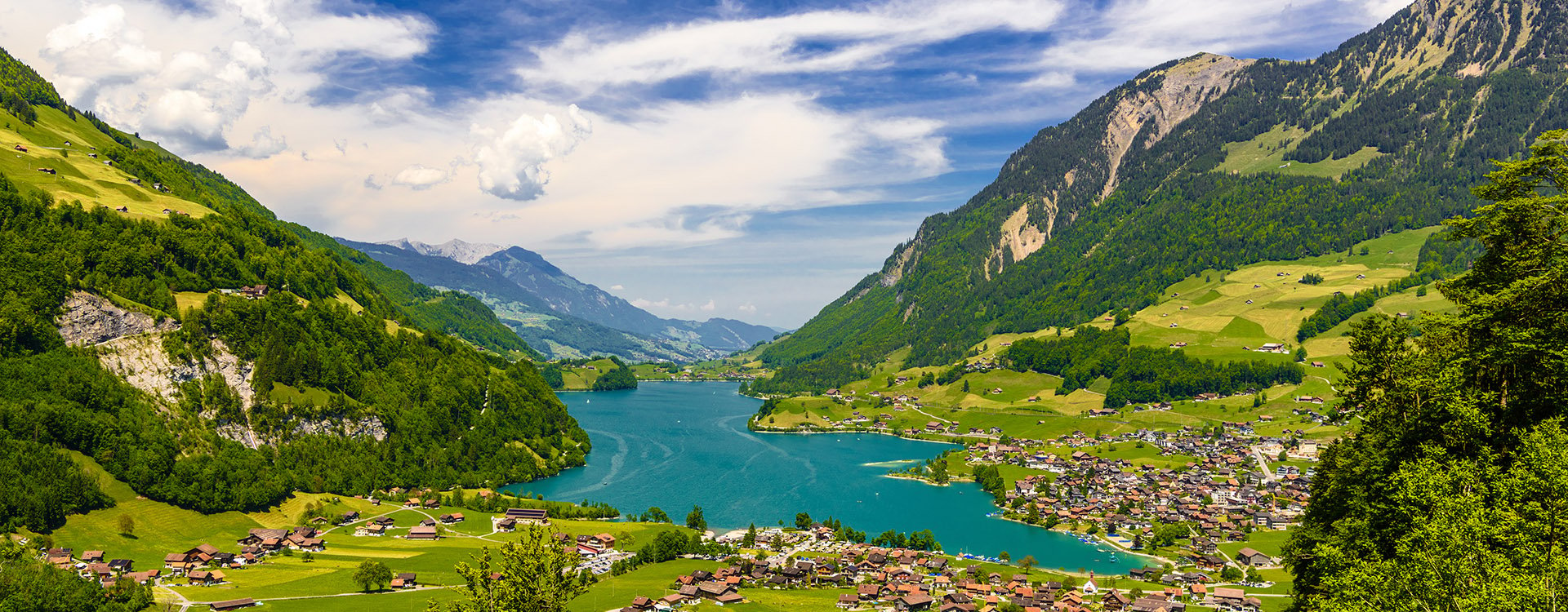 Village near Lake Lungern, Lungerersee, Obwalden Switzerland