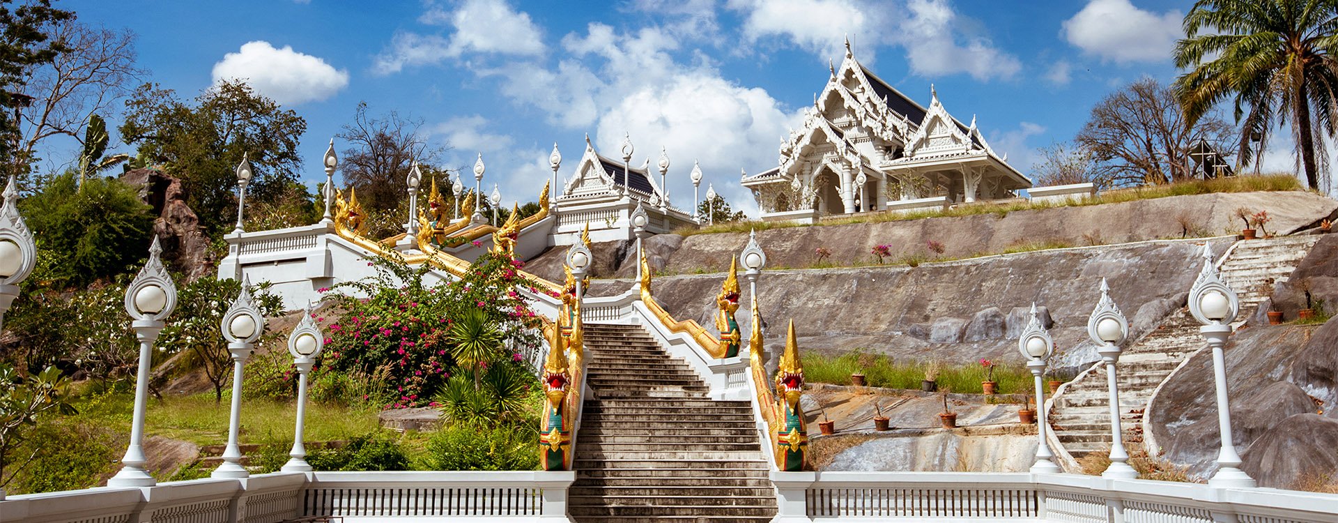 White temple Wat Kaew Korawaram in Krabi town. Krabi province. Thailand