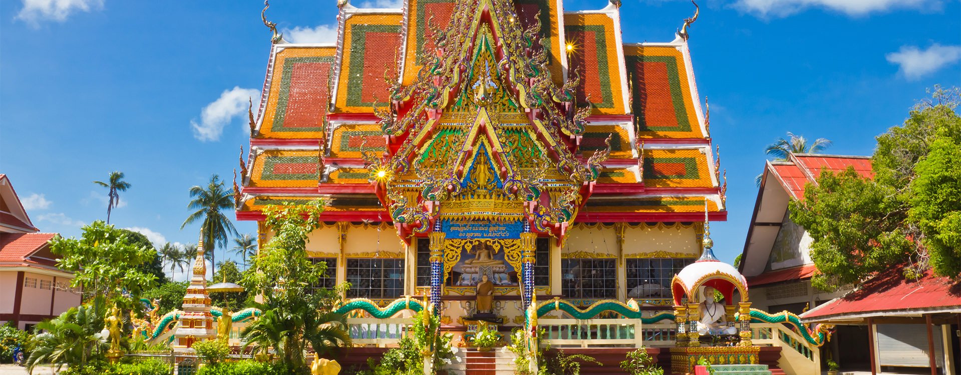 Wat Plai Laem temple Koh samui, Thailand on a clear sunny day
