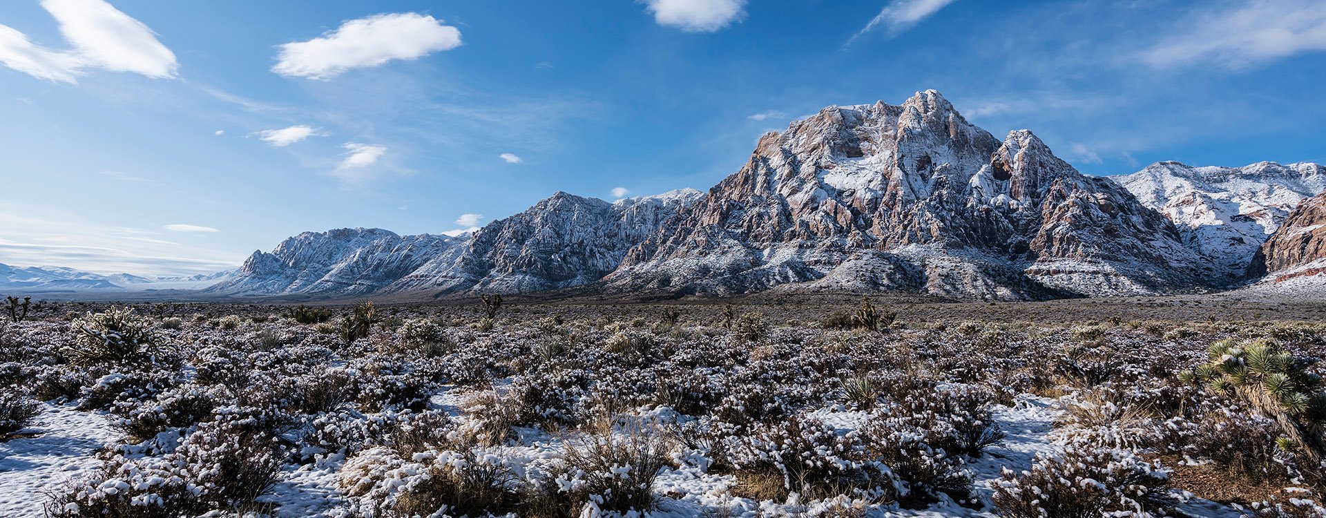 Winter desert snow on Mt Wilson at Red Rock Canyon National Conservation Area