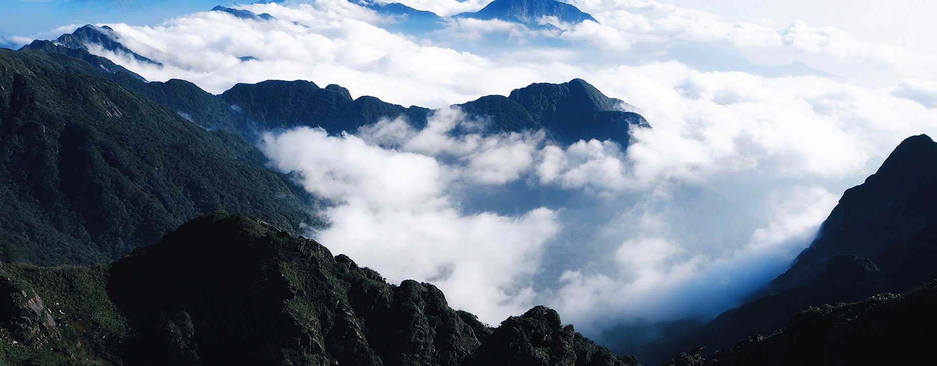 Fansipan, Sapa, Vietnam view of the heaven. Sunny day, among the clouds