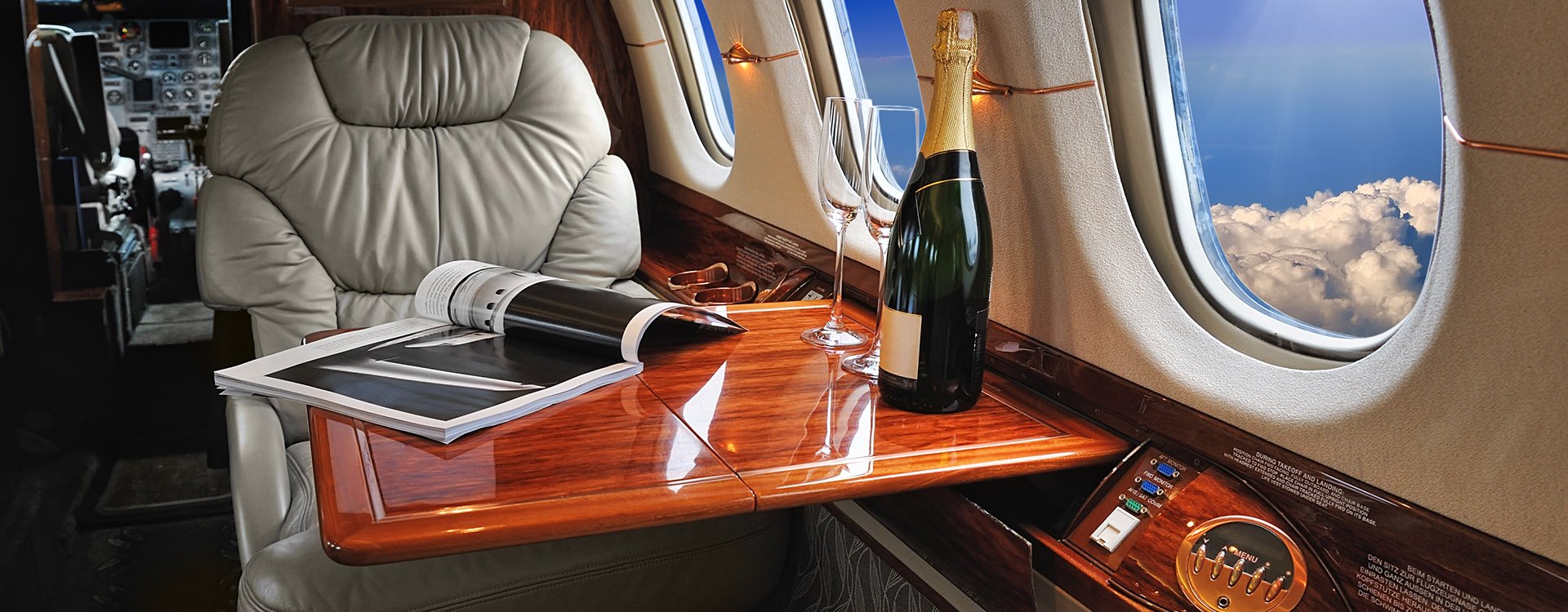 Generic jet interior with champagne